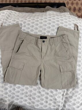 PacSun Men's Light Khaki Cargo Pants with adjustable ankle ties